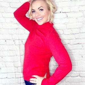 Super soft women’s red turtleneck size large Q&A brand